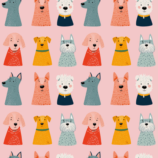 Cartoon Dogs Digital Seamless Pattern