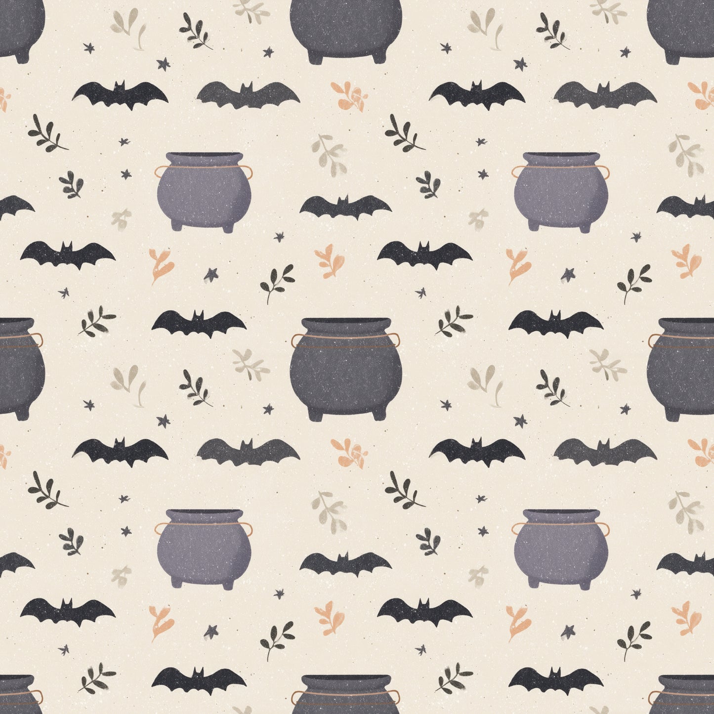 Cauldron & Bats Digital Seamless Pattern