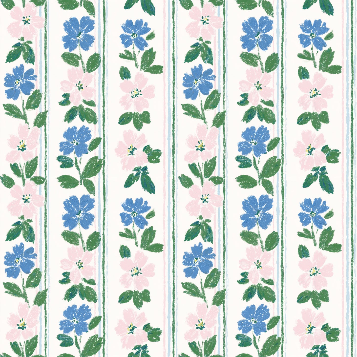 Chalky Floral Stripes Digital Seamless Pattern