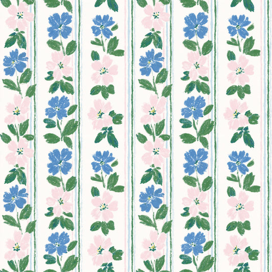 Chalky Floral Stripes Digital Seamless Pattern