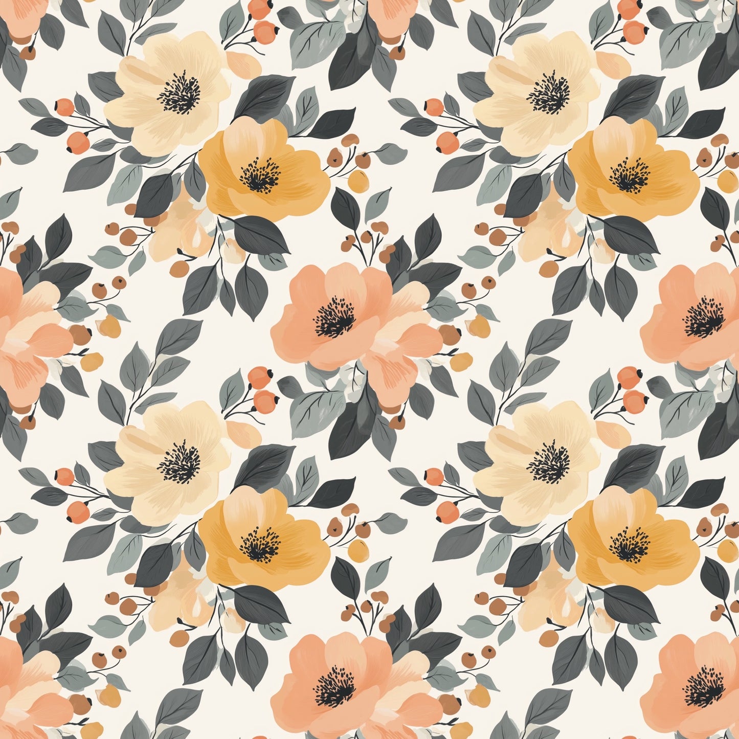 Charming Blooms Digital Seamless Pattern