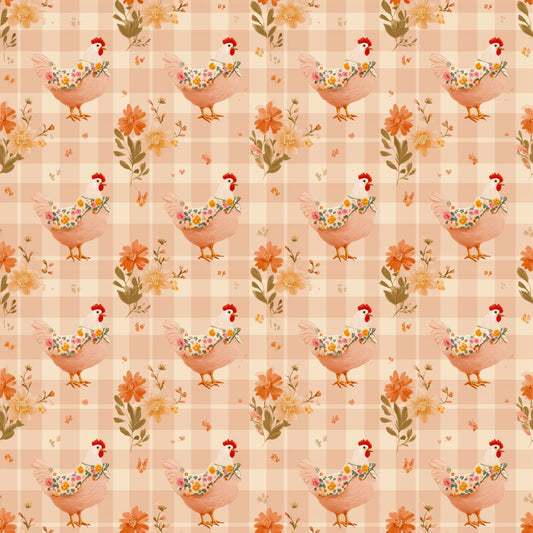 Checked Chickens Digital Seamless Pattern