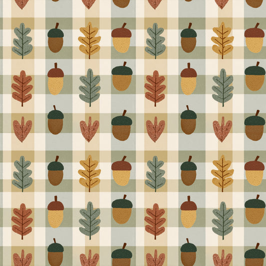 Checked Acorns Digital Seamless Pattern