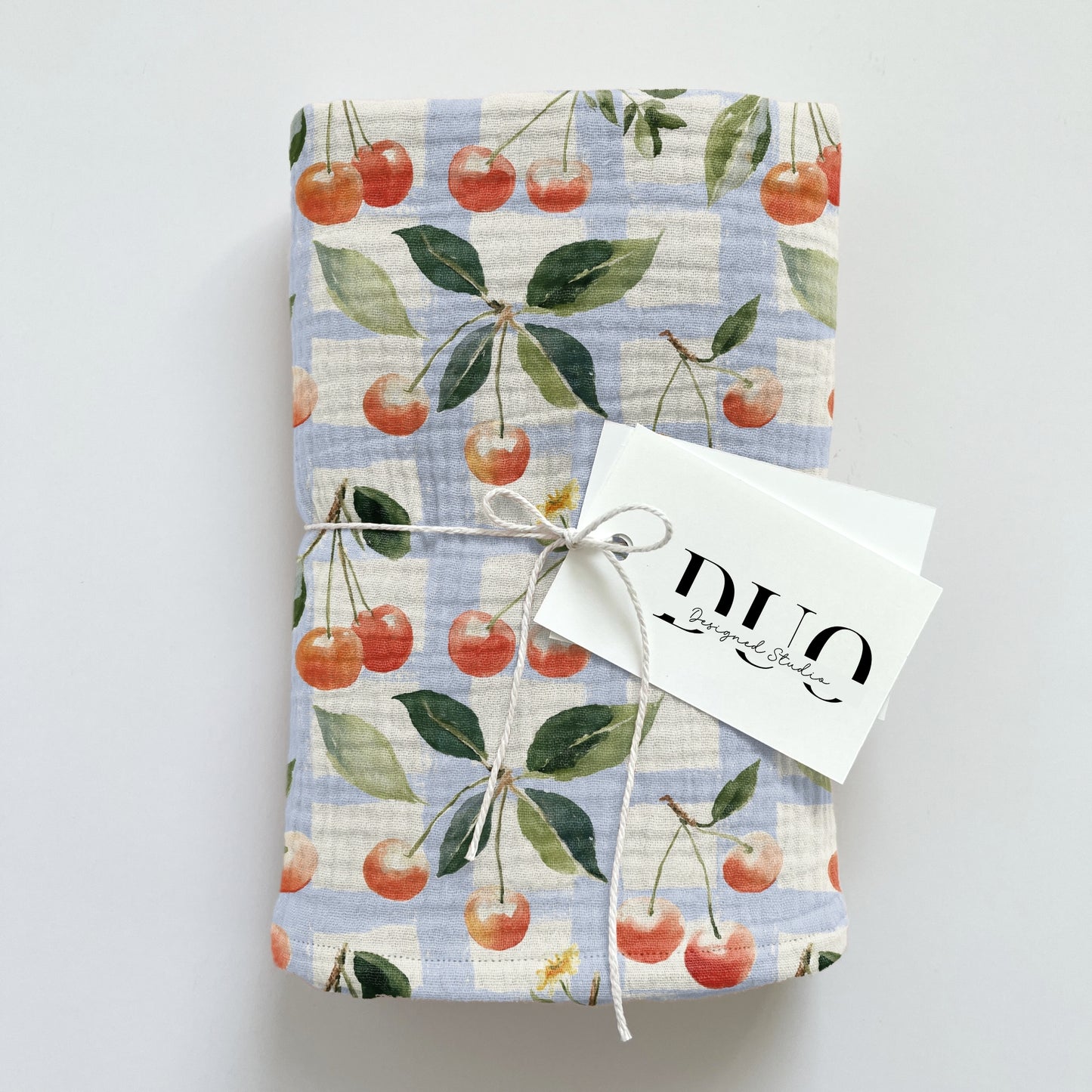 Cherries on Checks Digital Seamless Pattern