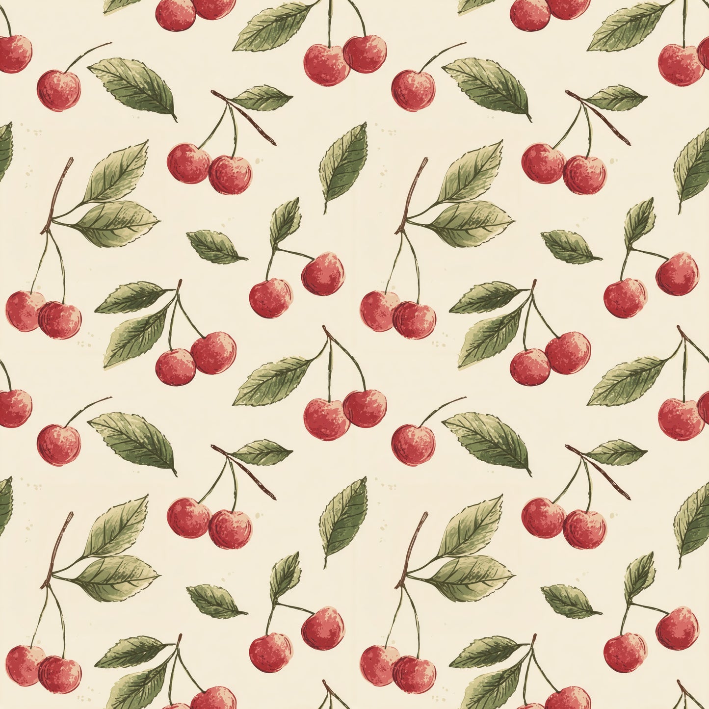 Cherries on Cream Digital Seamless Pattern