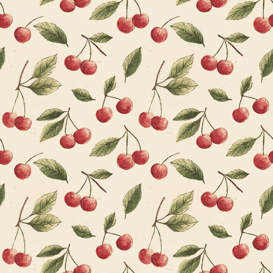 Cherries on Cream Digital Seamless Pattern