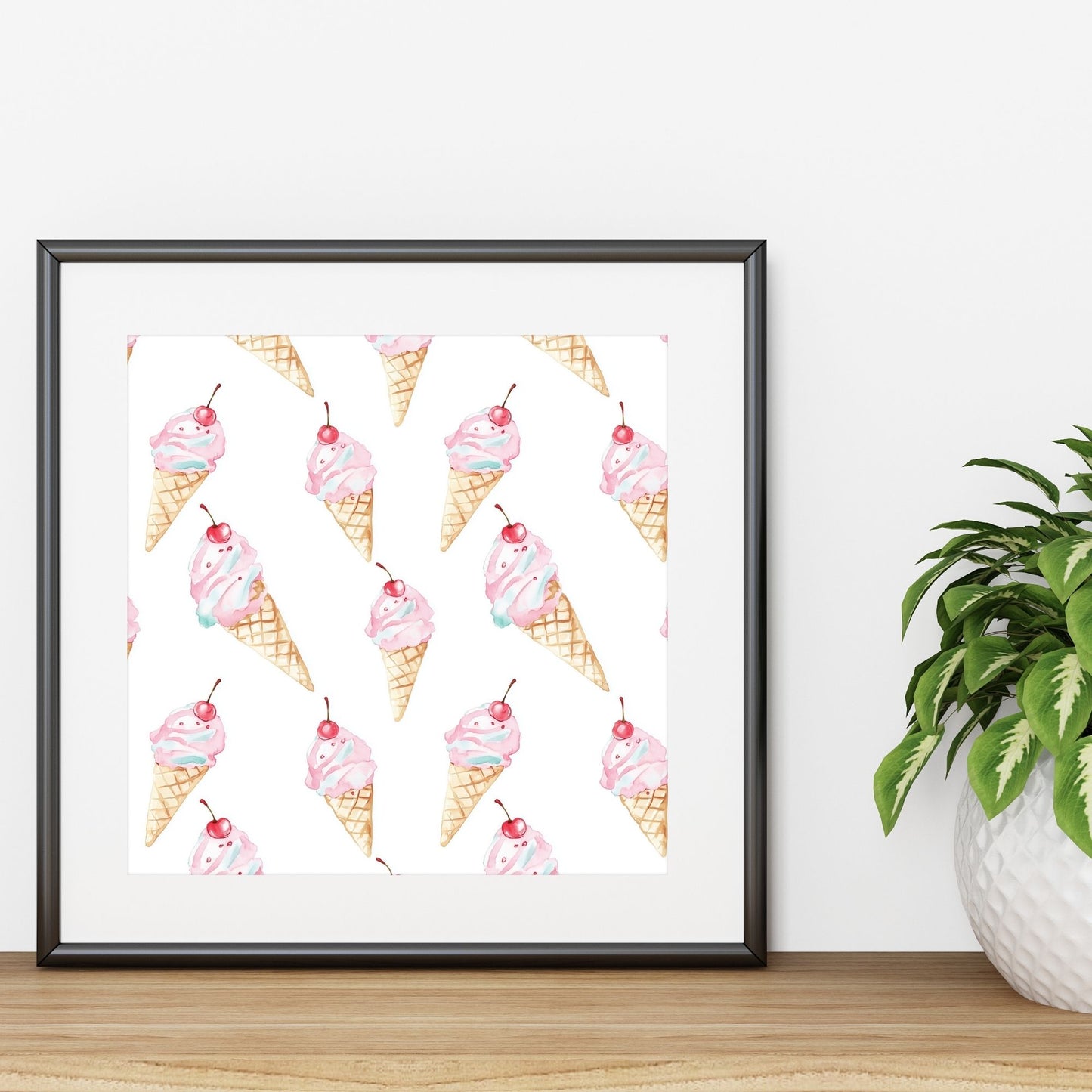 Cherry Ice Cream Sprinkles Digital Seamless Pattern