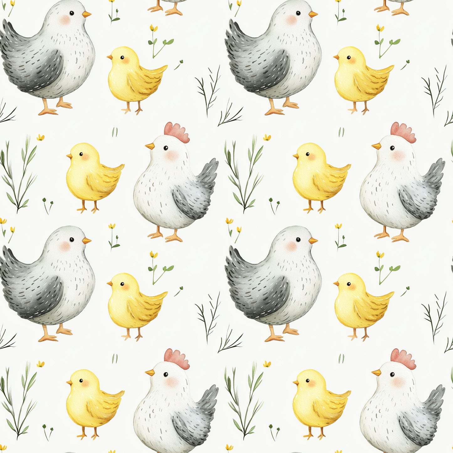Chicken Family Digital Seamless Pattern