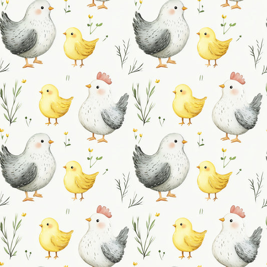 Chicken Family Digital Seamless Pattern