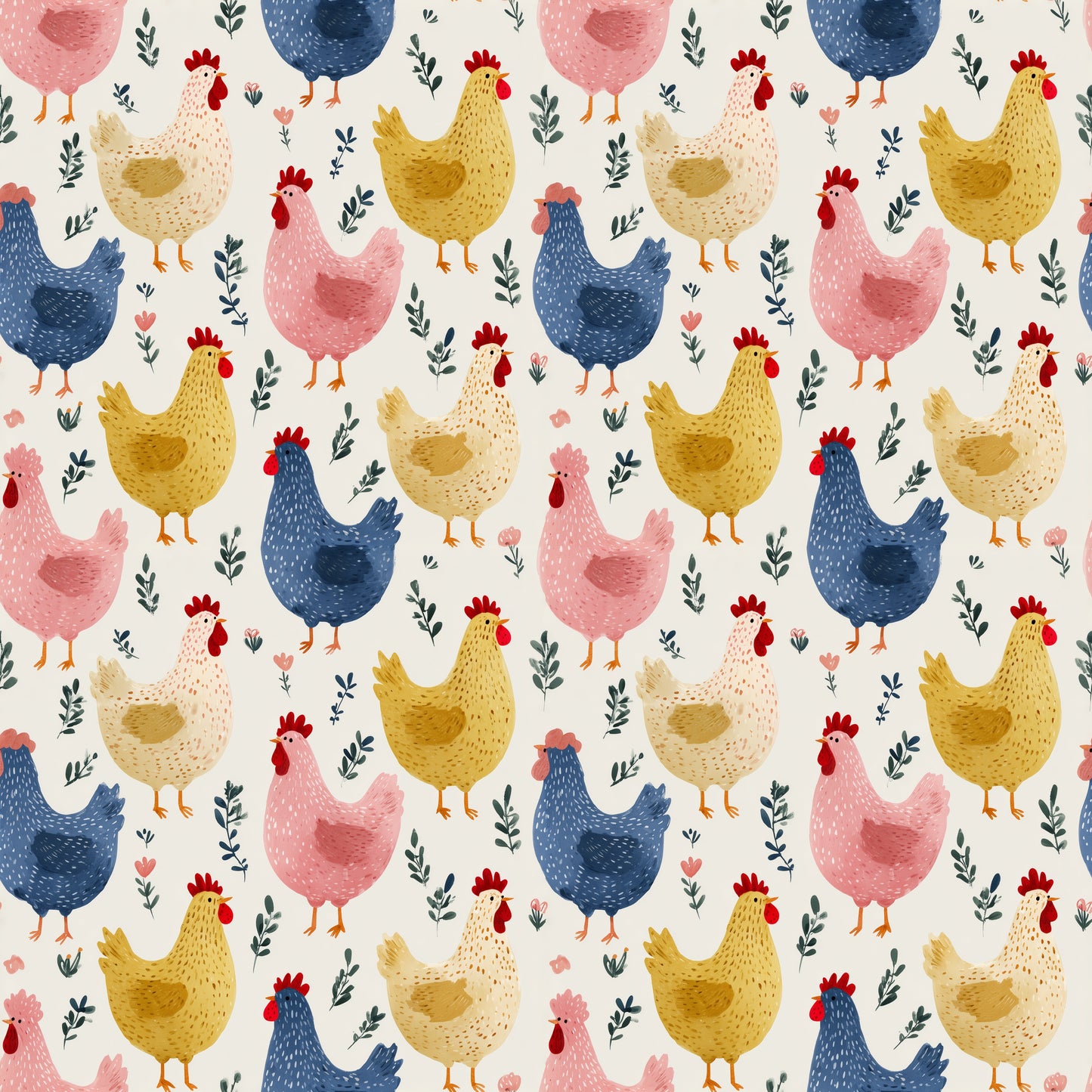Chicken Farm Digital Seamless Pattern
