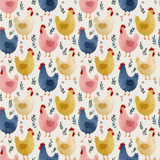 Chicken Farm Digital Seamless Pattern
