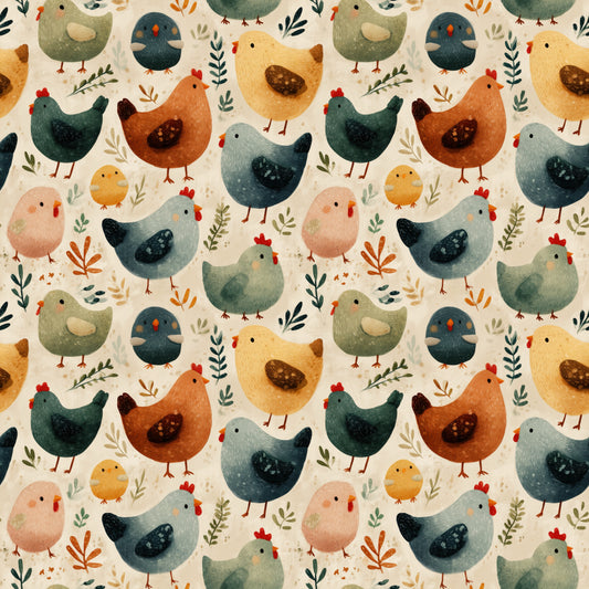 Chicken Farm Digital Seamless Pattern