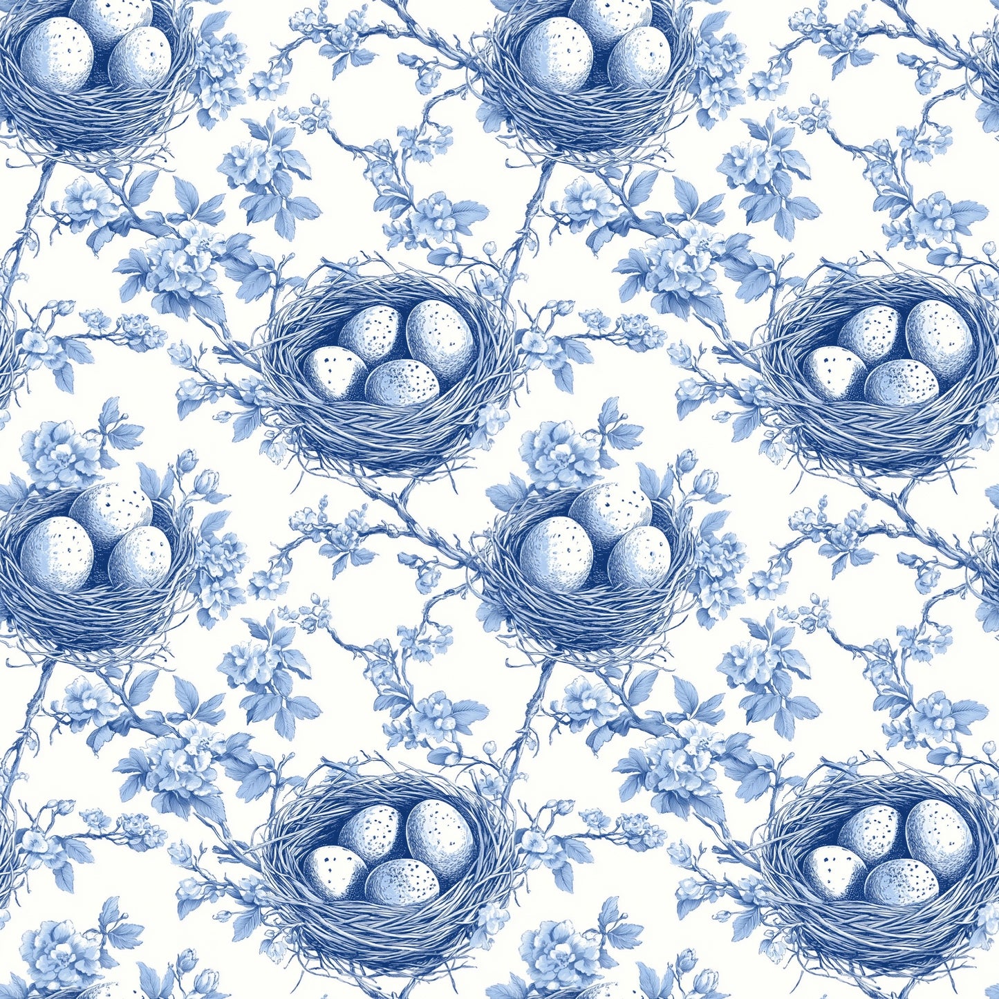 Chinoiserie Nests Digital Seamless Pattern