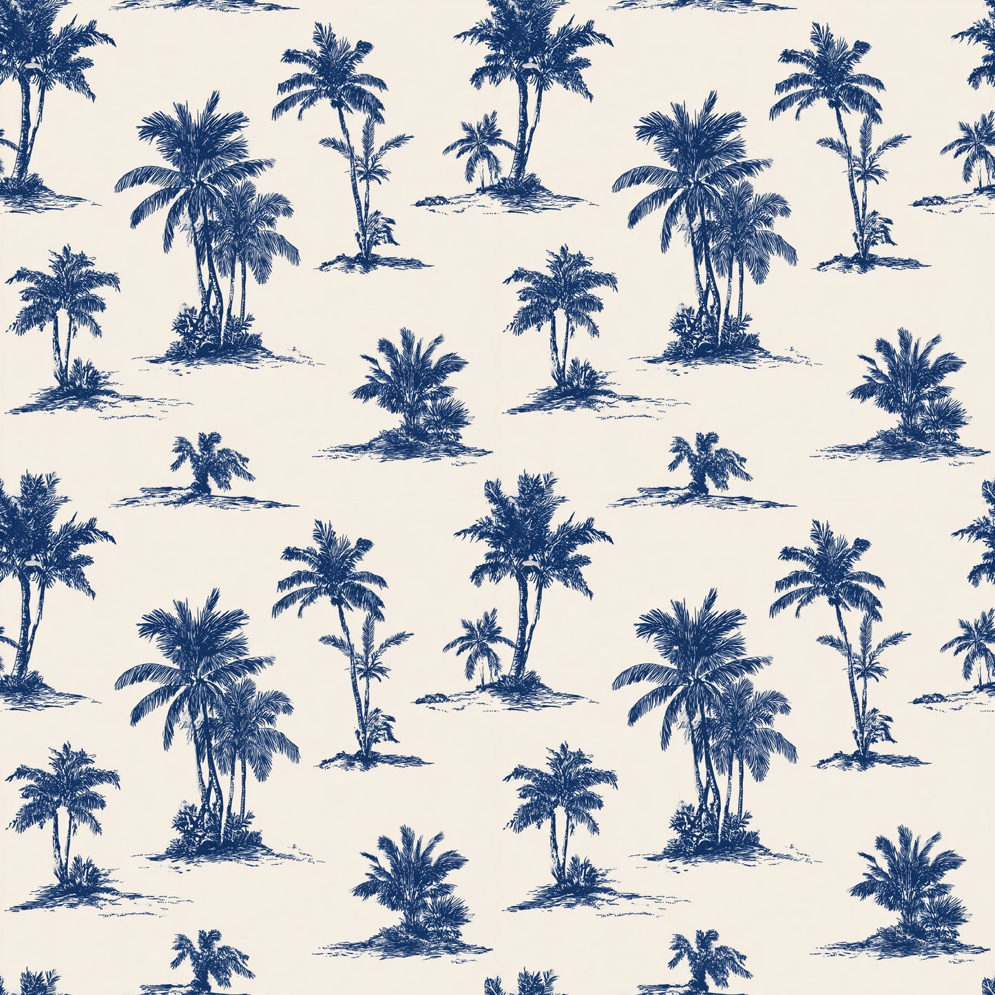 Chinoiserie Palm Trees Digital Seamless Pattern