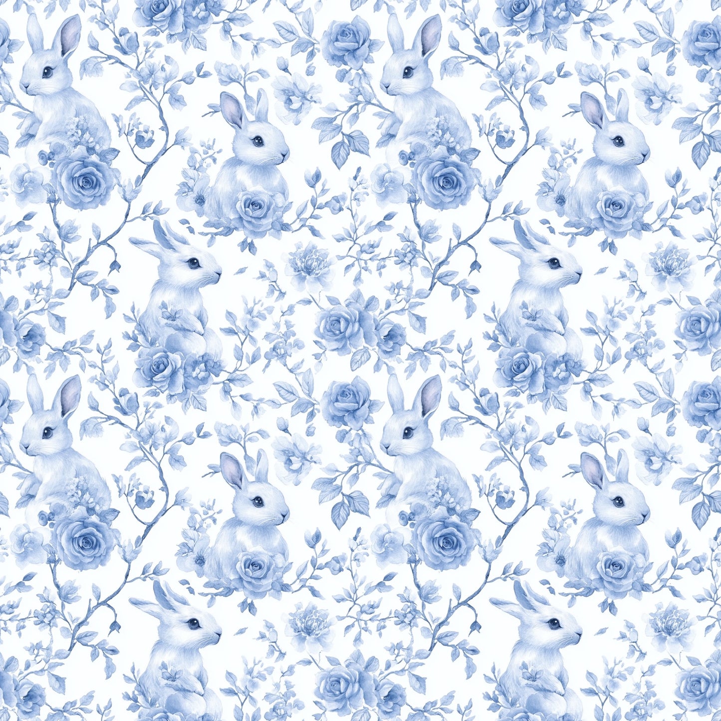 Chinoiserie Rabbits Digital Seamless Pattern