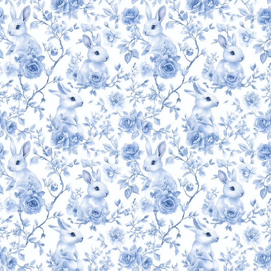 Chinoiserie Rabbits Digital Seamless Pattern