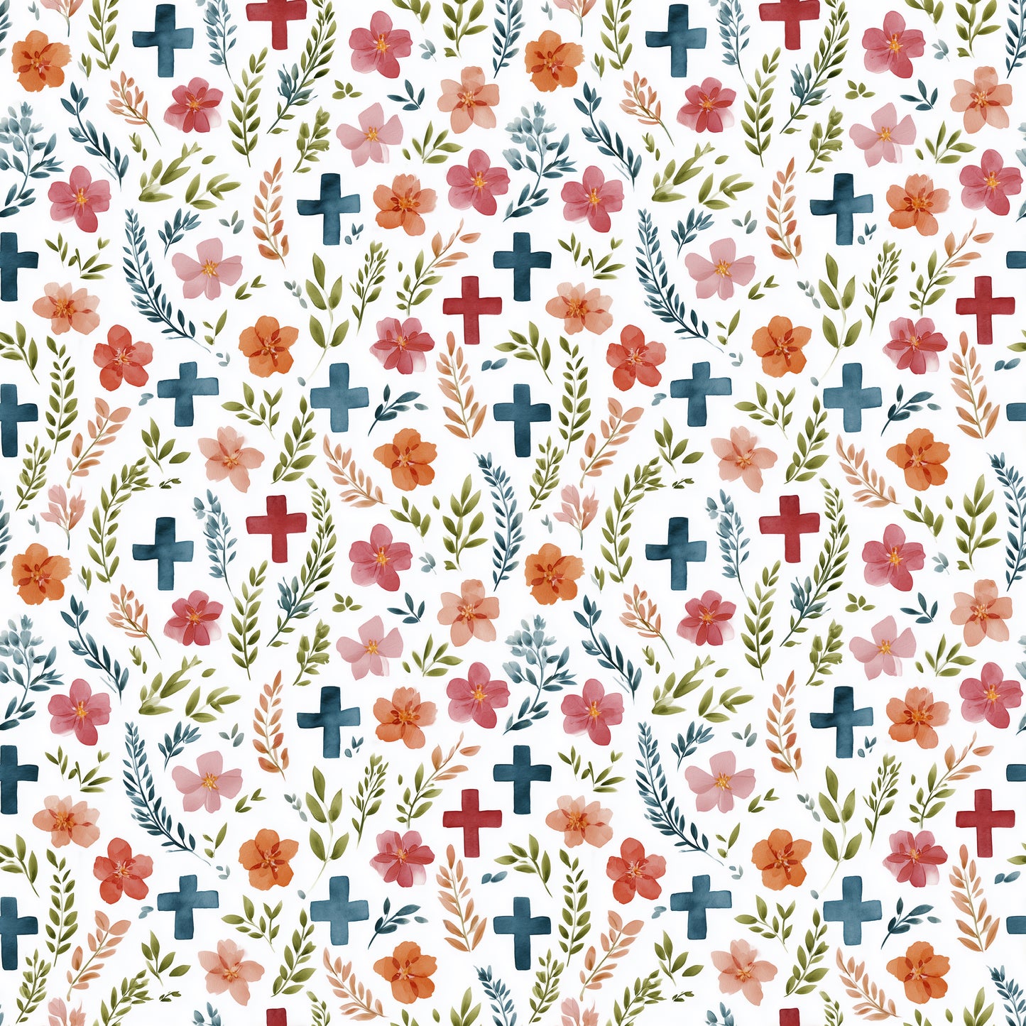 Christian Floral Digital Seamless Pattern