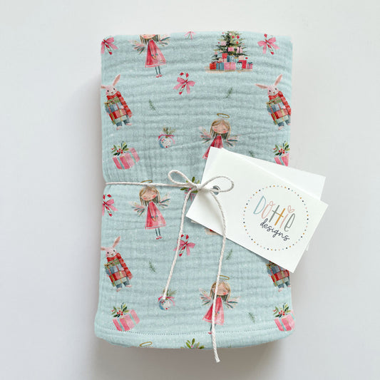 Christmas Angels & Bunnies (Blue Snow)