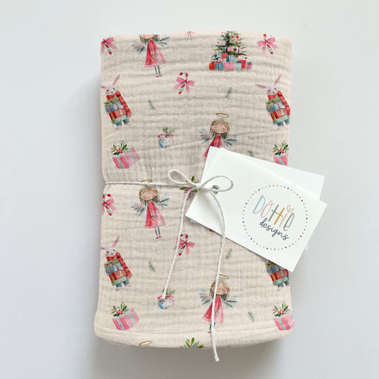 Christmas Angels & Bunnies (Cream)