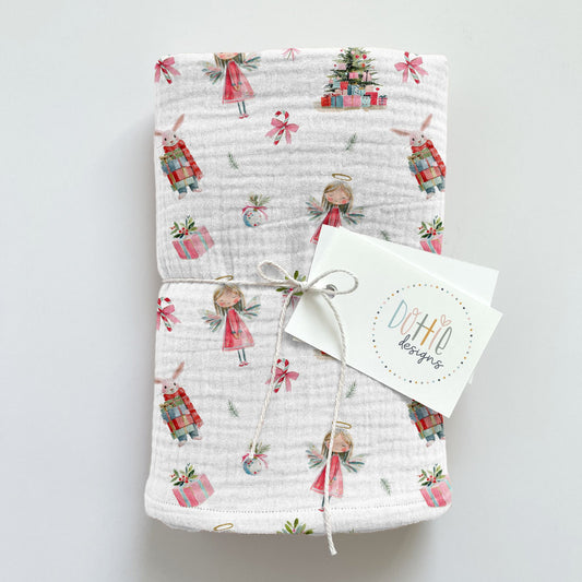 Christmas Angels & Bunnies (White)