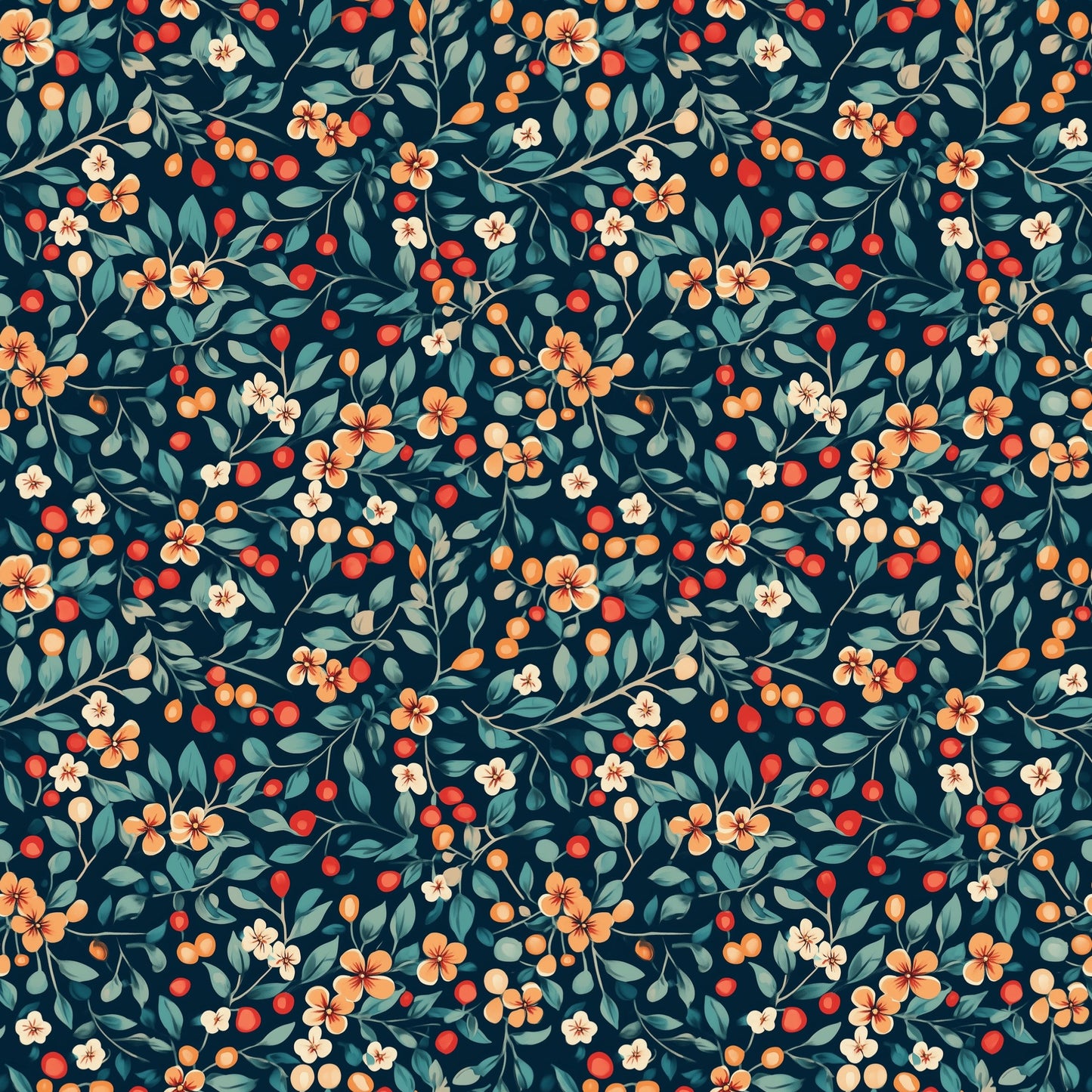 Christmas Berries Digital Seamless Pattern