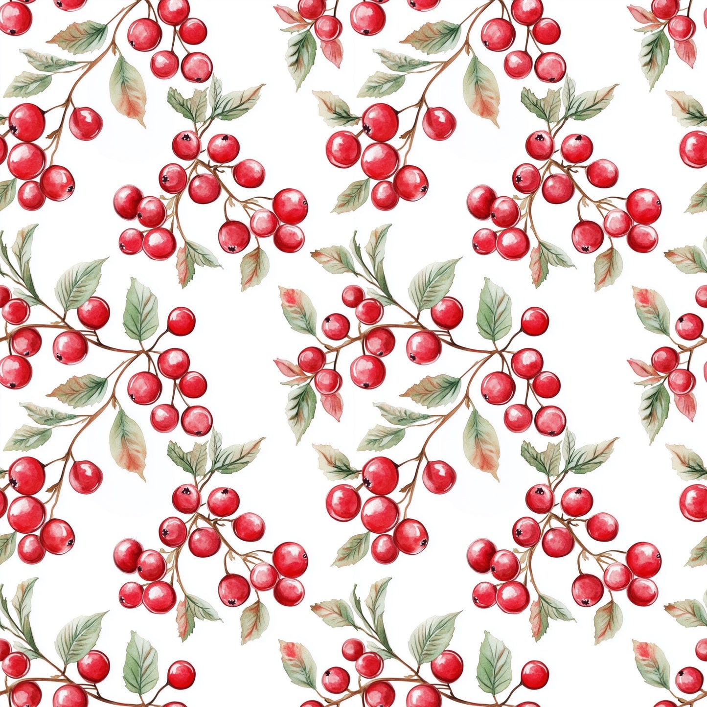 Christmas Berries Digital Seamless Pattern