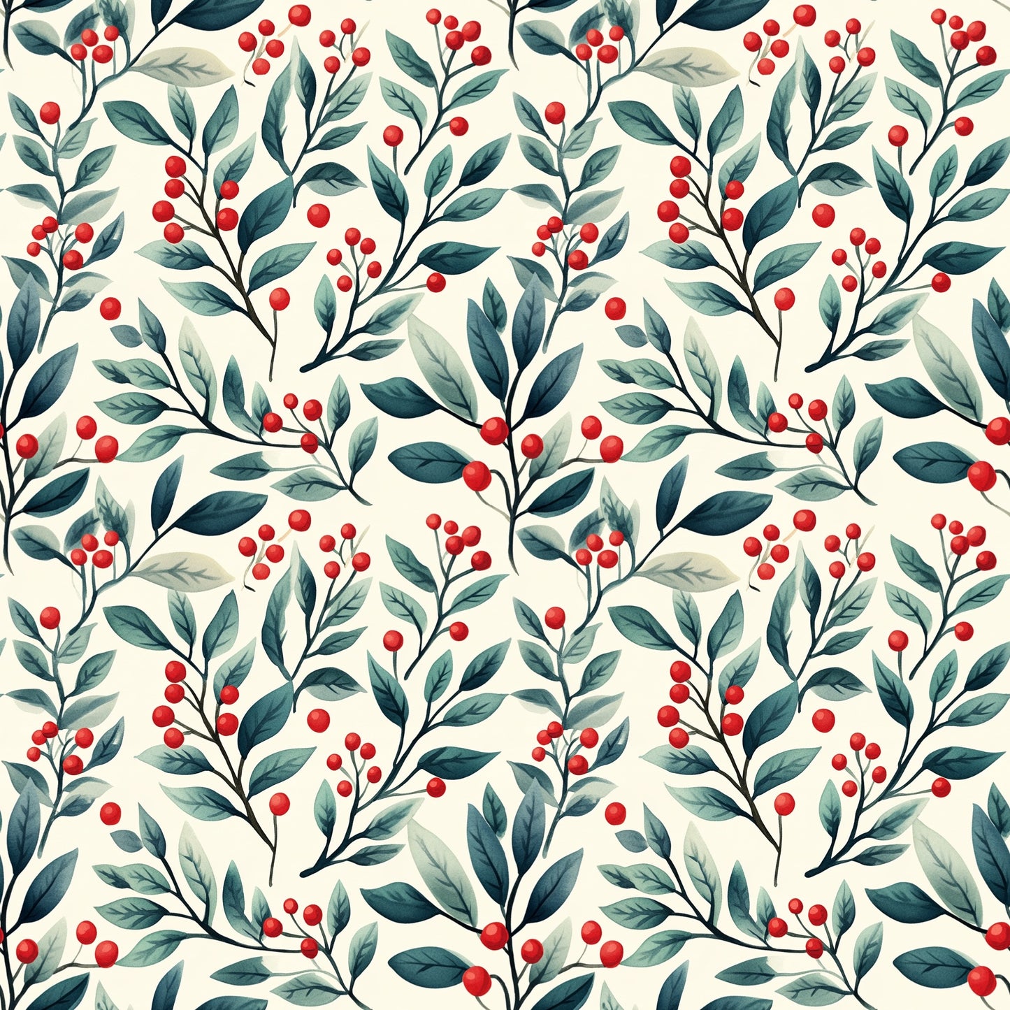Christmas Berries Digital Seamless Pattern