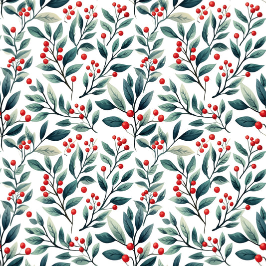 Christmas Berries Digital Seamless Pattern