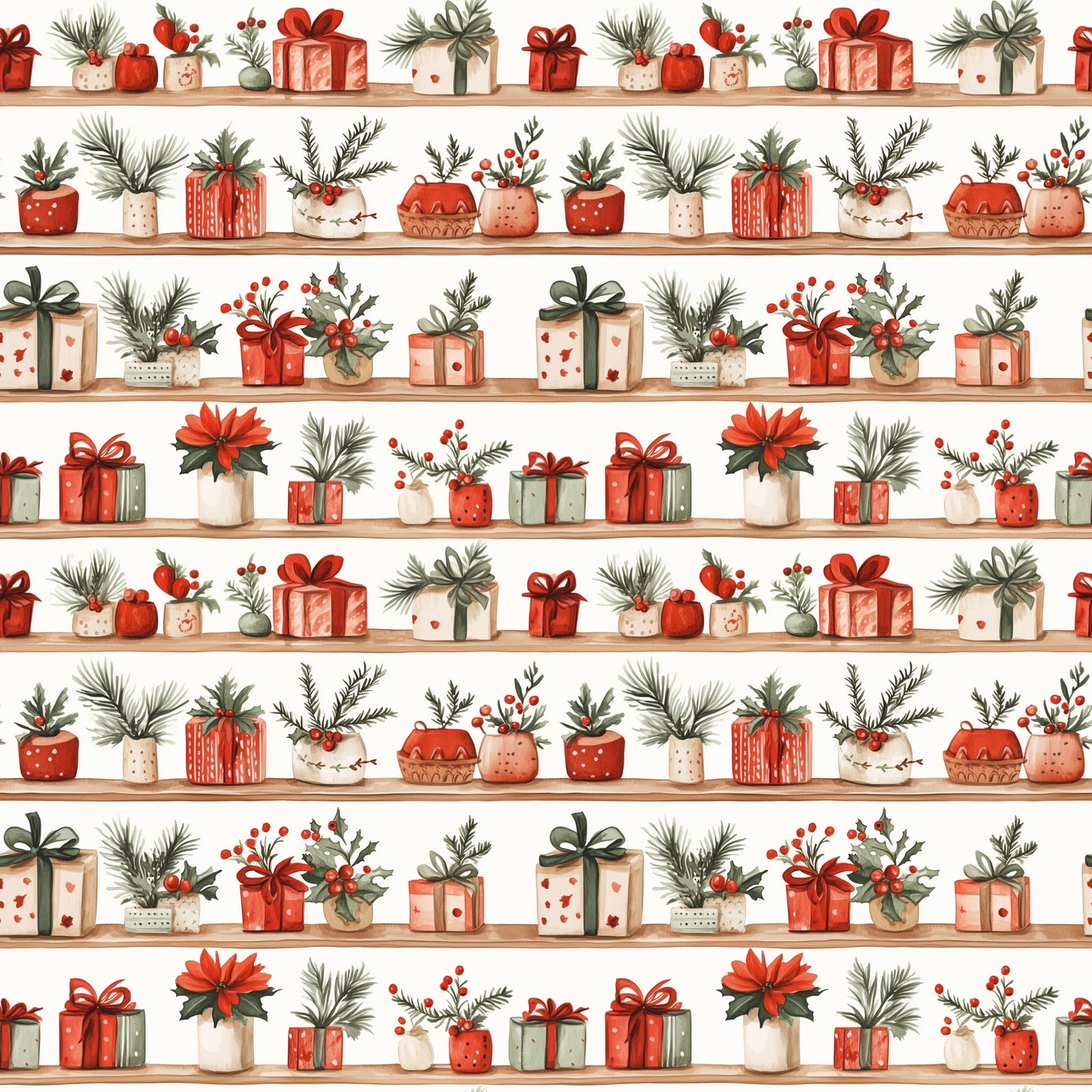Christmas Bookcase Digital Seamless Pattern