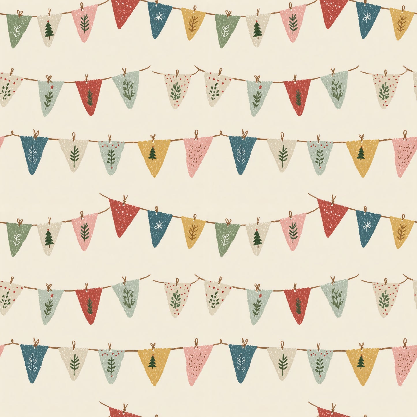 Christmas Bunting Digital Seamless Pattern