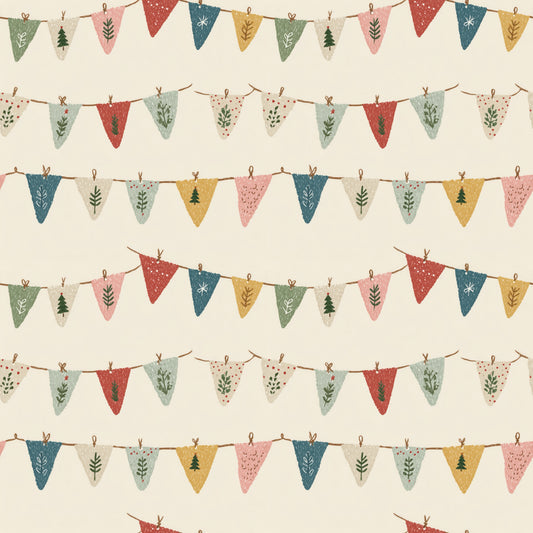 Christmas Bunting Digital Seamless Pattern