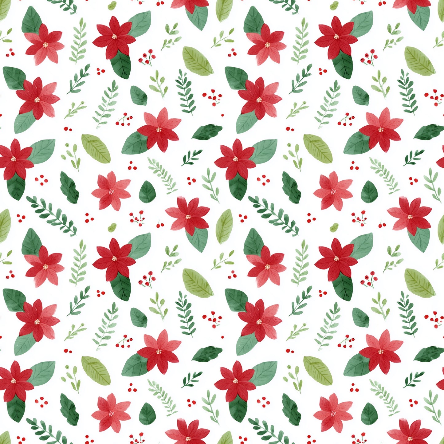 Christmas Cartoon Floral Digital Seamless Pattern