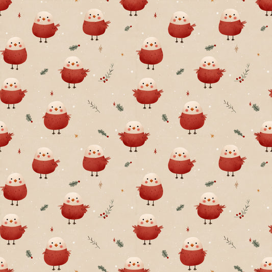 Christmas Chicks Digital Seamless Pattern