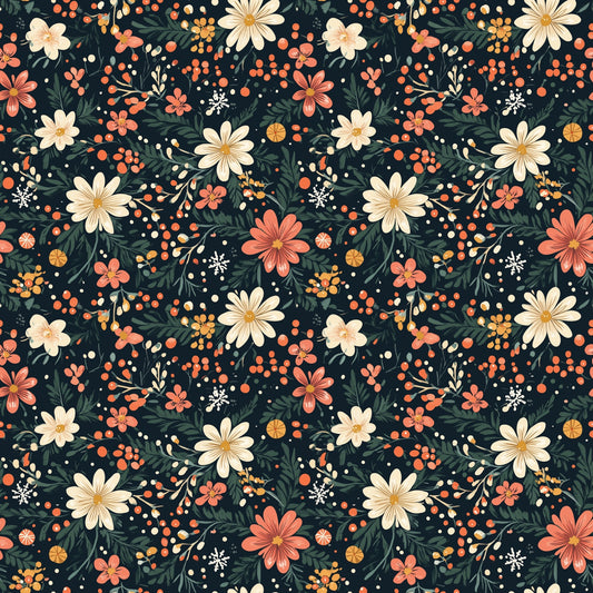 Christmas Ditsy Floral Digital Seamless Pattern