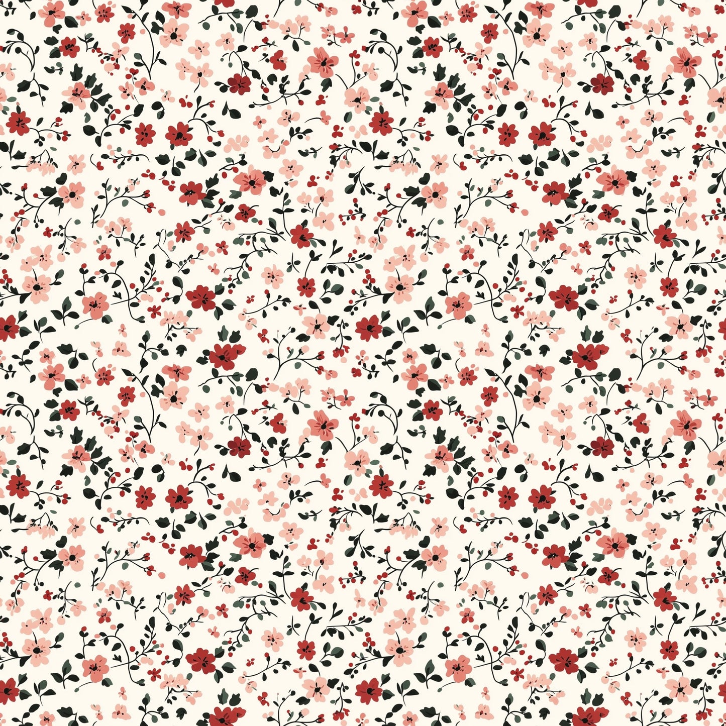 Christmas Ditsy Floral Digital Seamless Pattern