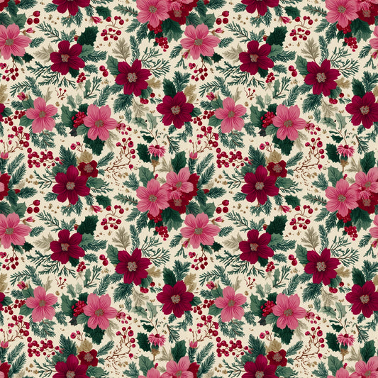 Christmas Floral Digital Seamless Pattern