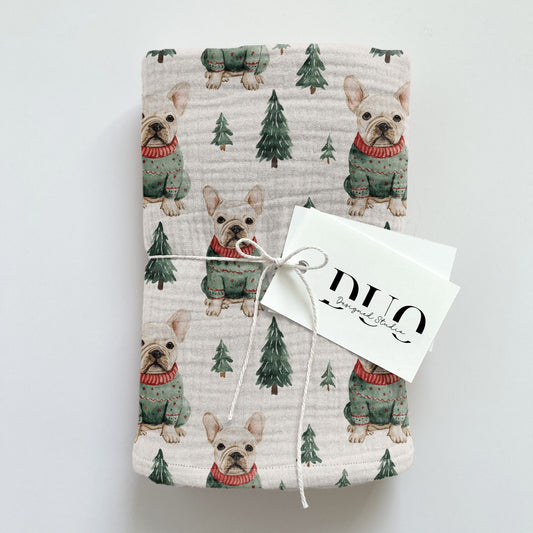 French Bulldog Christmas Sweaters Digital Seamless Pattern