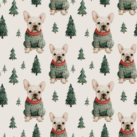 French Bulldog Christmas Sweaters Digital Seamless Pattern