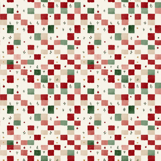 Christmas Gingham Patchwork Digital Seamless Pattern