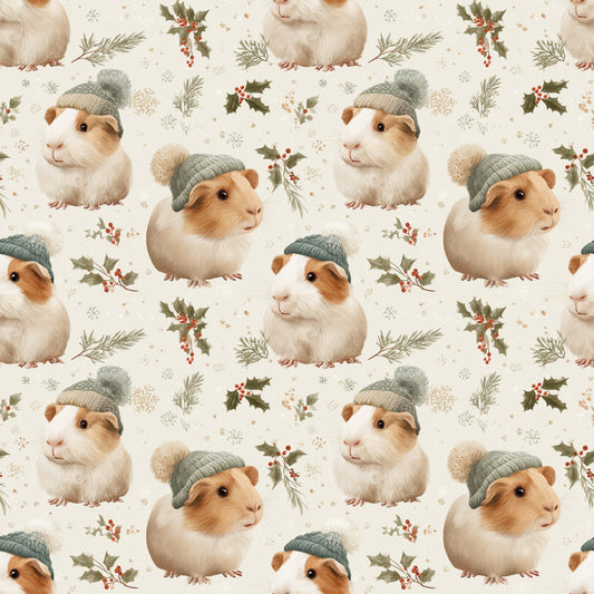 Christmas Guinea Pigs Digital Seamless Pattern