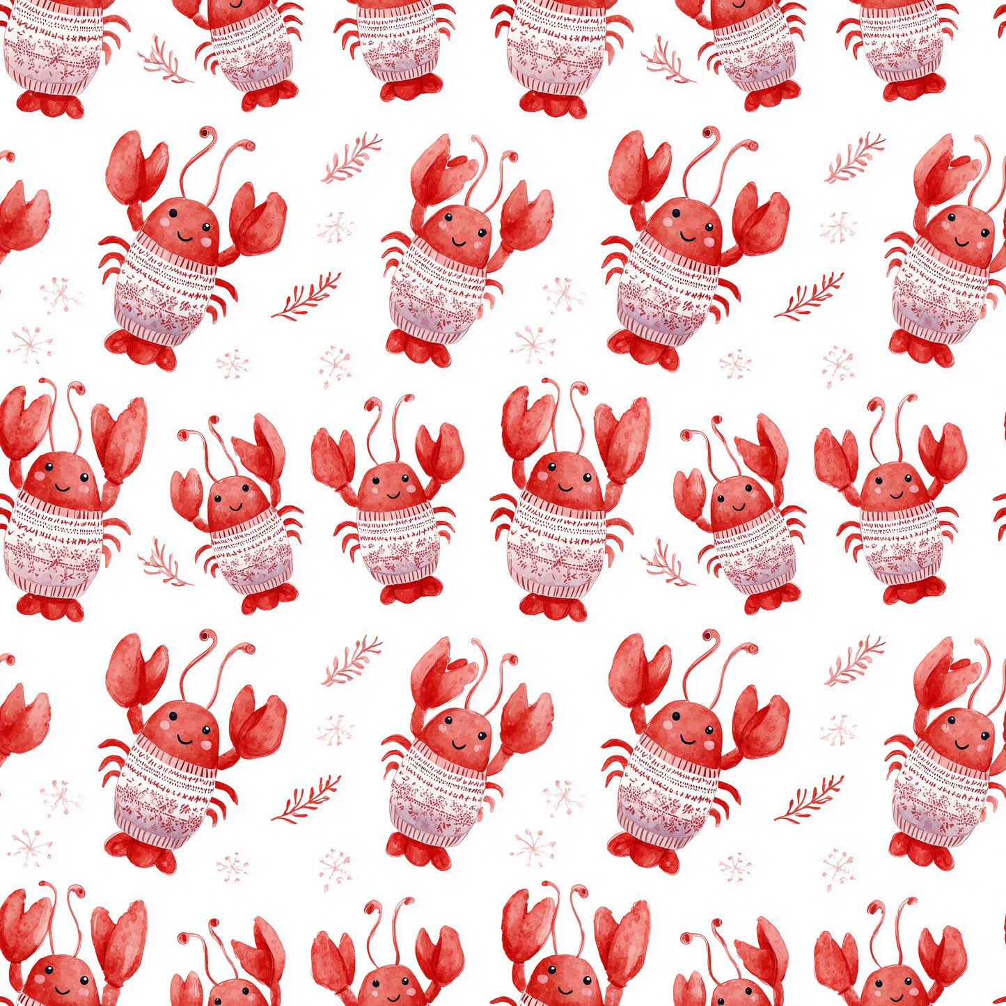 Christmas Lobster Digital Seamless Pattern