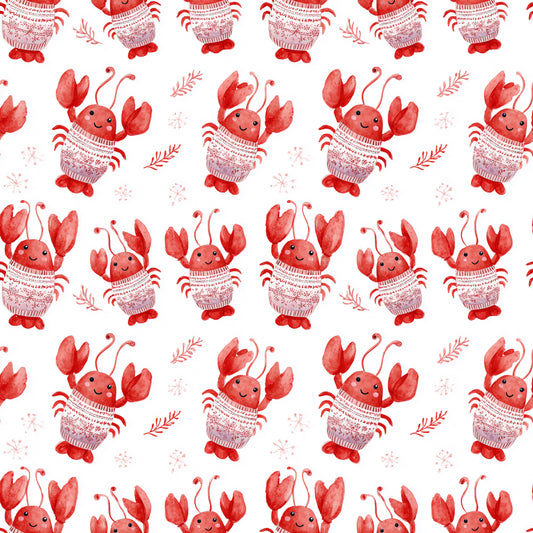 Christmas Lobster Digital Seamless Pattern