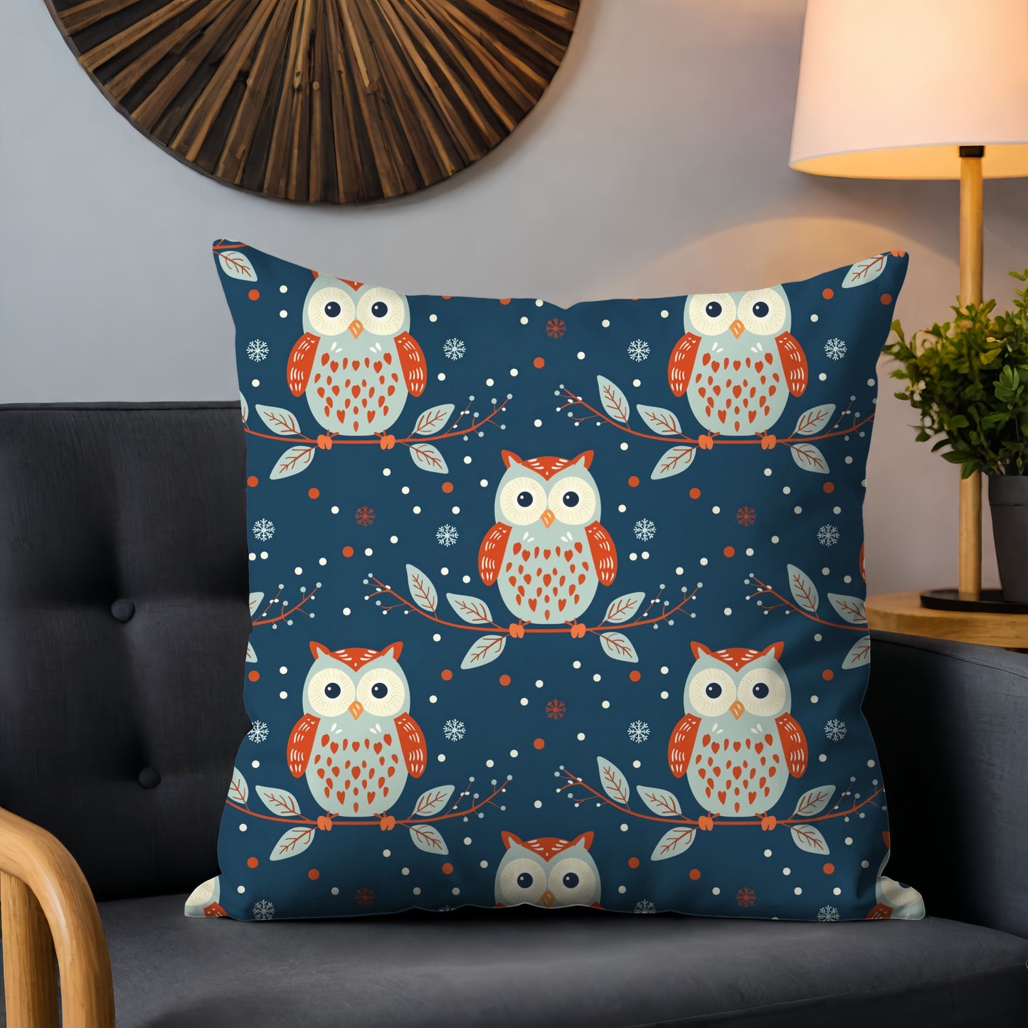 Christmas Owl Digital Seamless Pattern