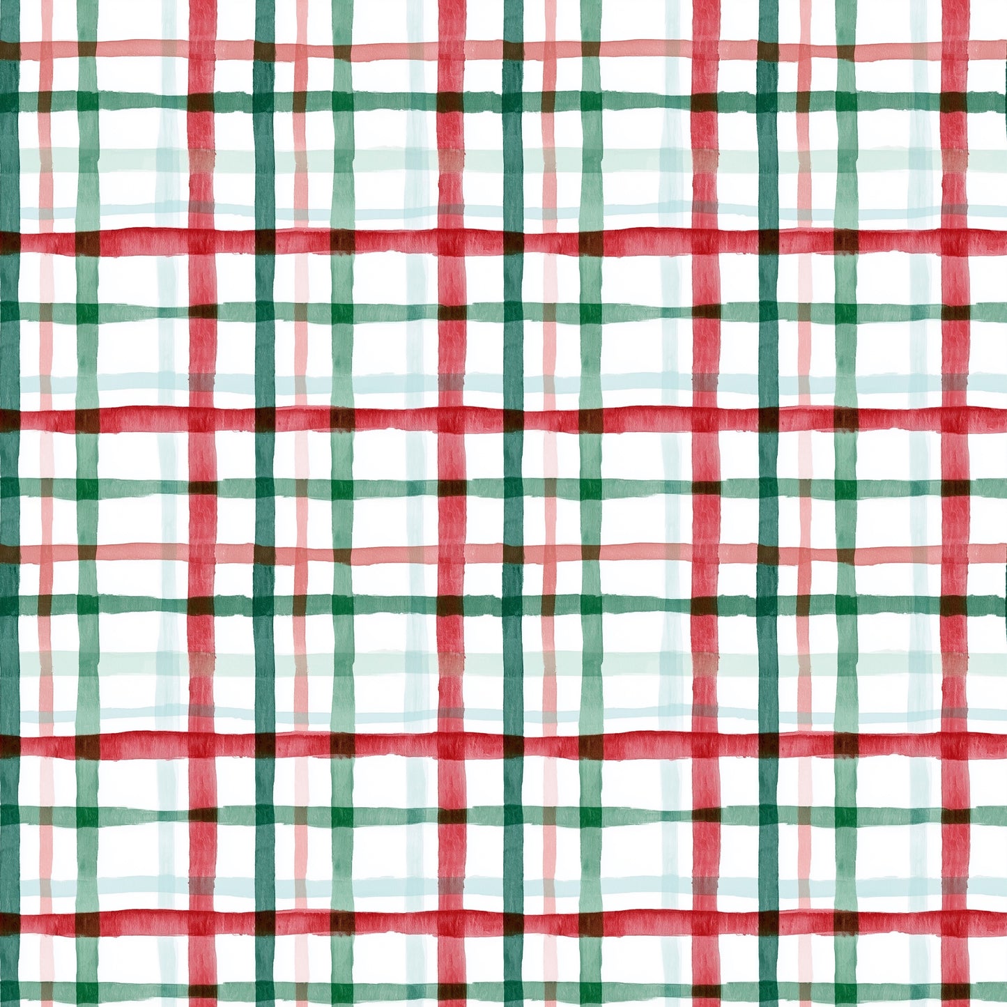 Christmas Painted Gingham Digital Seamless Pattern