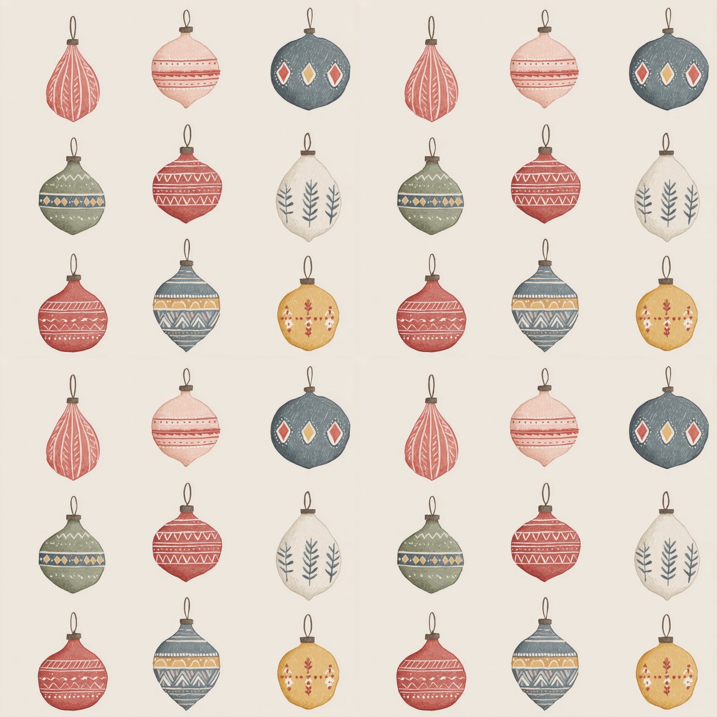 Christmas Pastel Baubles Digital Seamless Pattern