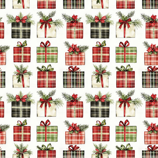 Red & Green Christmas Presents Digital Seamless Pattern