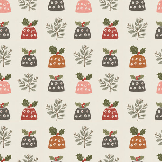 Christmas Puddings Digital Seamless Pattern