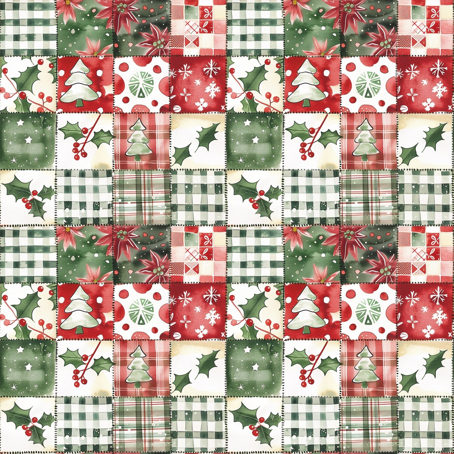 Christmas Quilt Digital Seamless Pattern