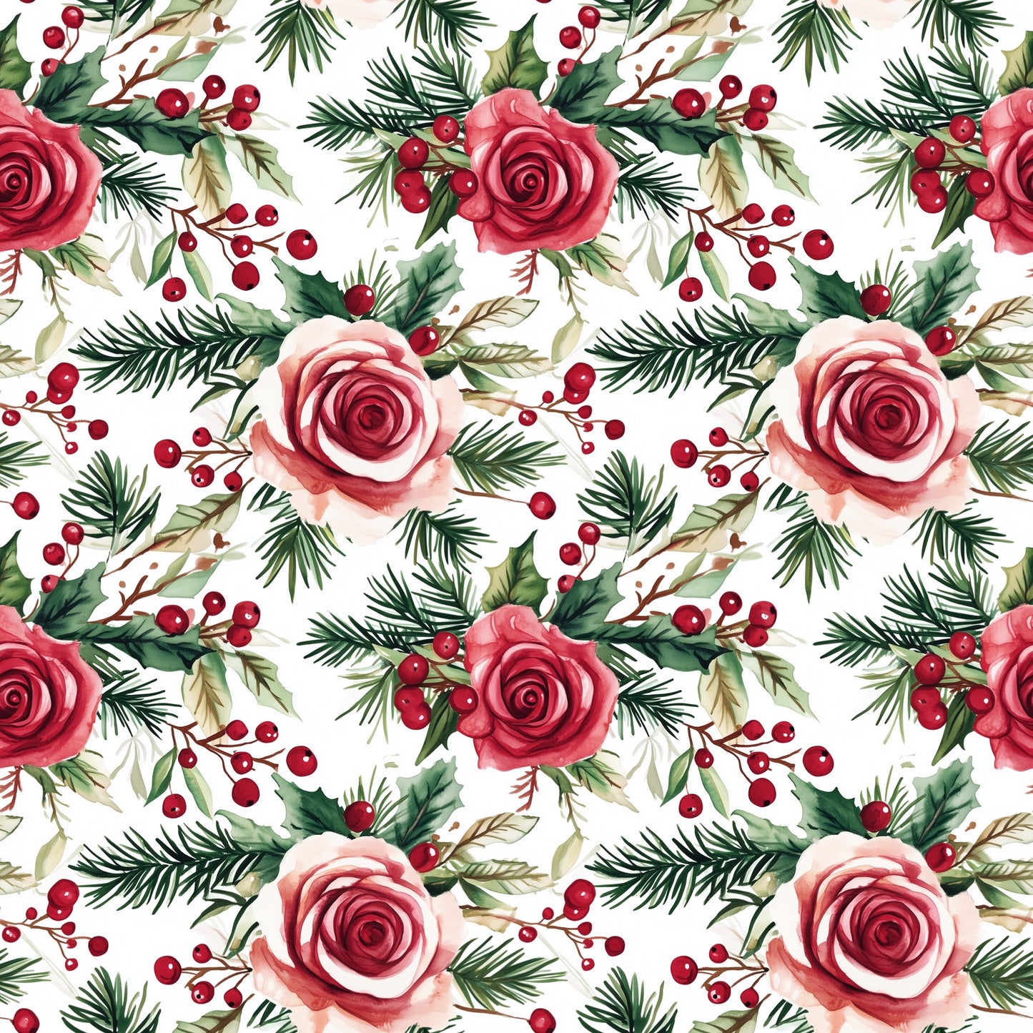 Christmas Floral Digital Seamless Pattern