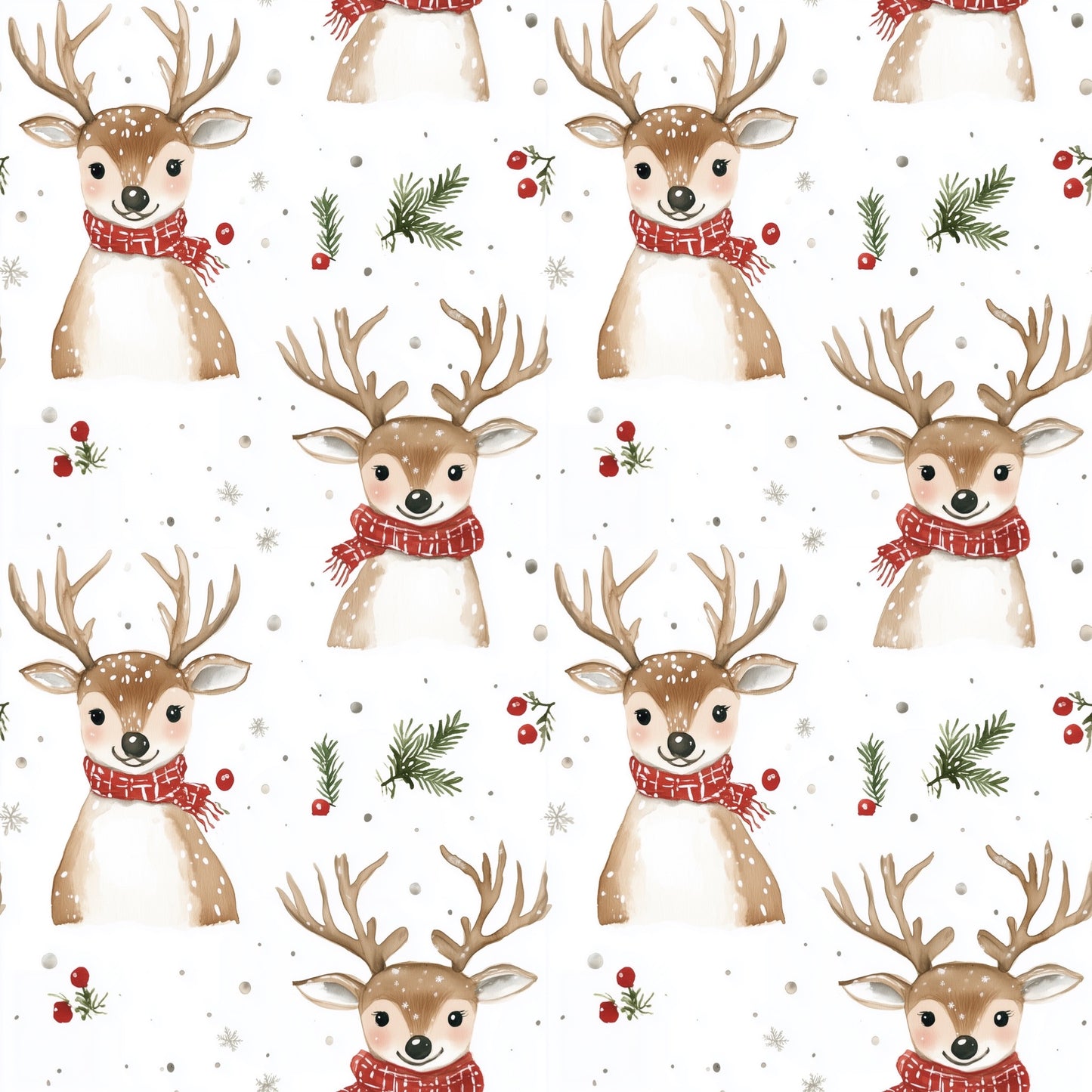 Christmas Reindeer Digital Seamless Pattern